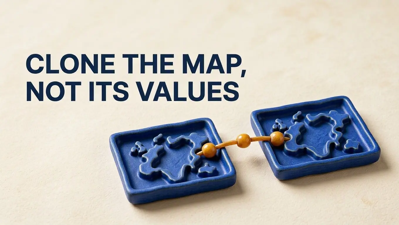 Editorial illustration for How to Clone a Map in Go Without Sharing the Underlying Values
